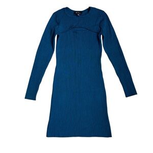 Ribbed Cutout Long Sleeve Dress S (XS)